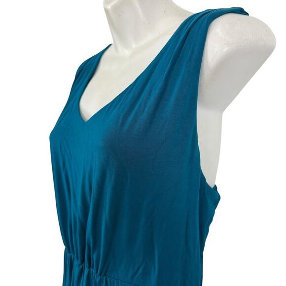 Coldwater Creek Teal Blue Jersey Knit Sleeveless Maxi Dress V-Neck Stretch sz M - Picture 10 of 16